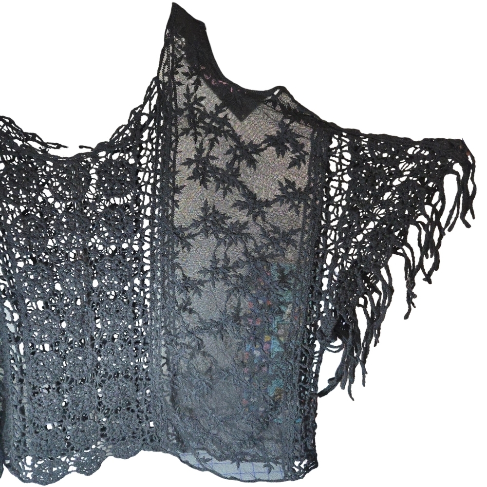MUDD Black Crochet Lace Top SIZE L - Picture 2 of 8